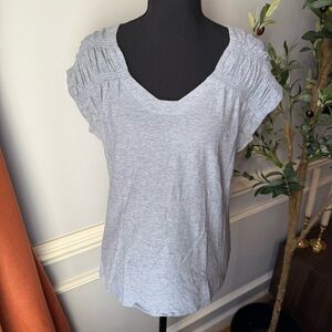 PrAna Gray Ruched Short Sleeve Top Size Small